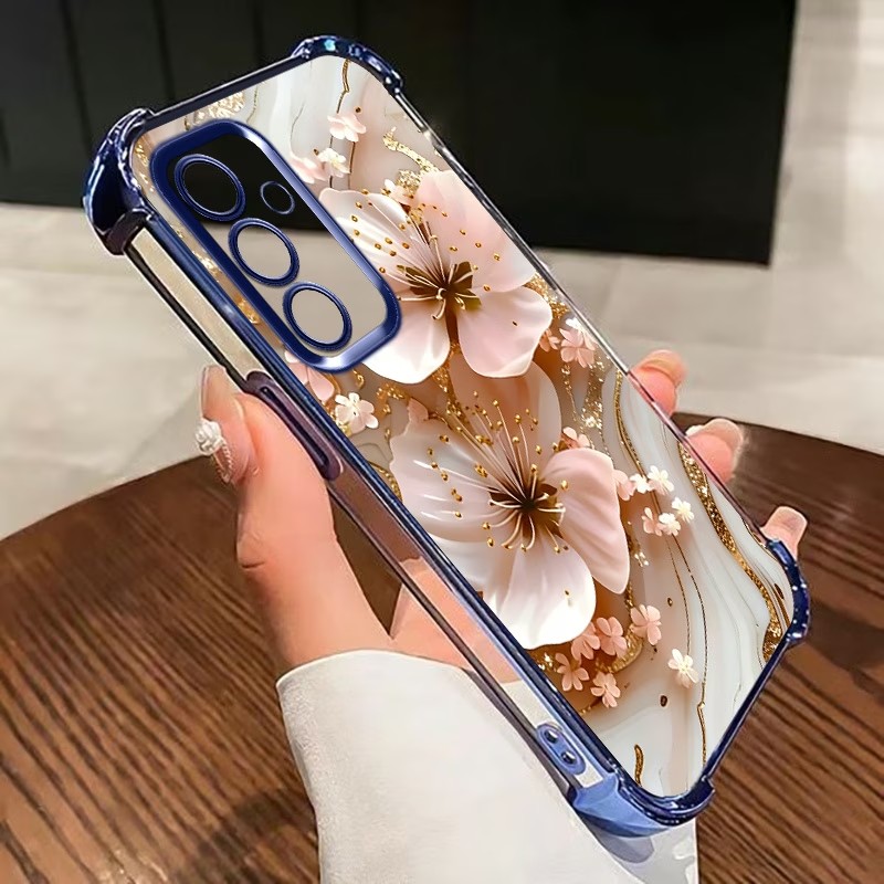 Samsung Galaxy S24 - Funda Transparente con Flores Electrochapadas para
