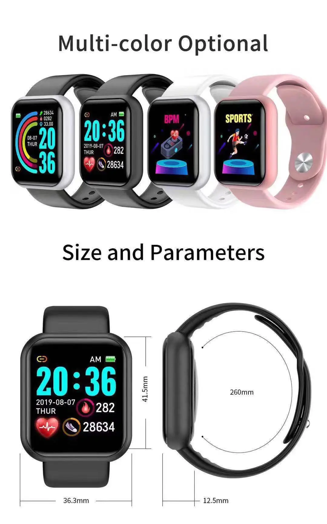 Smartwatch Touch - Reloj inteligente D20 Pro para hombre,