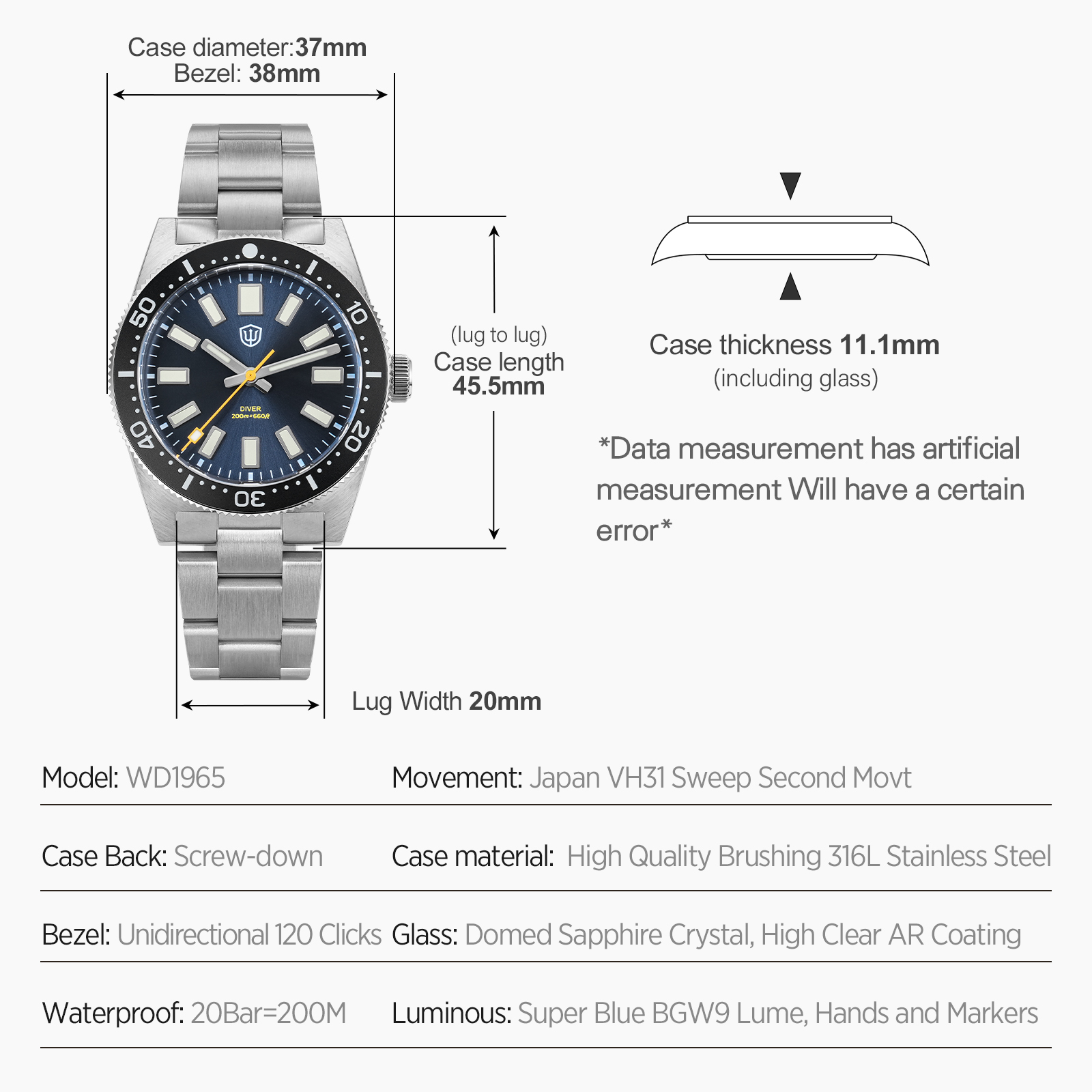 Reloj Watchdives WD1965 V2 par - Accessories With Watch reseña y precio