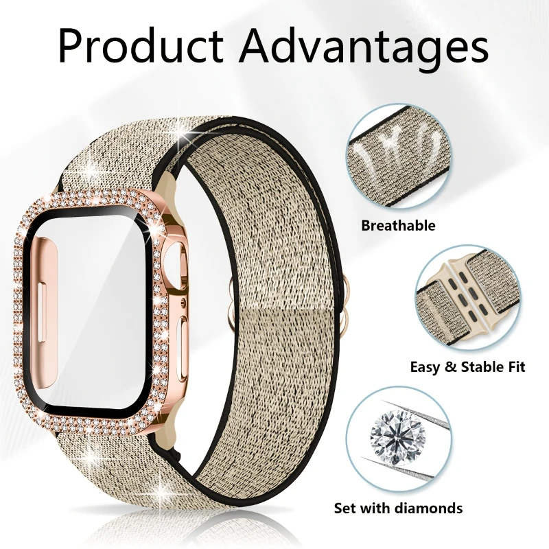 Correa + funda para Apple Watc - Smartwatch Watch Accessories For Women reseña y precio