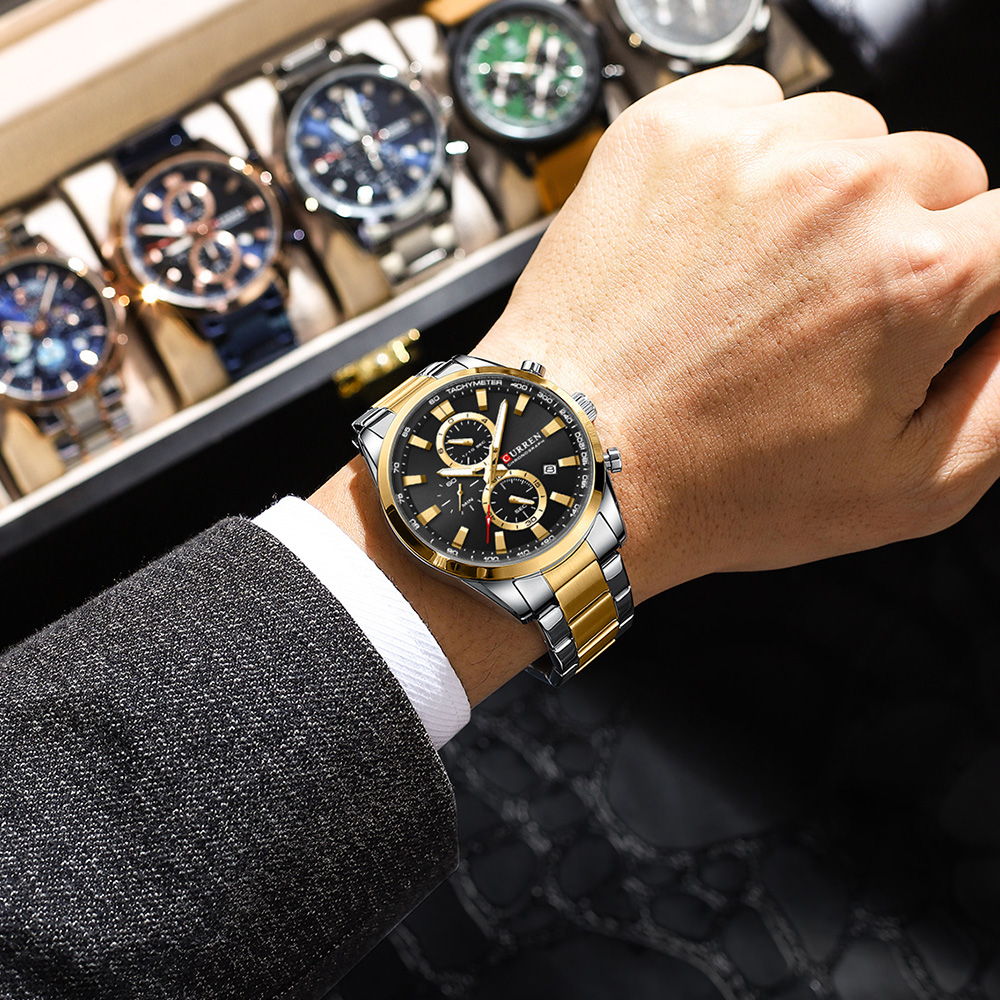 CURREN Casual cuarzo cronógraf - Accessories With Watch reseña y precio